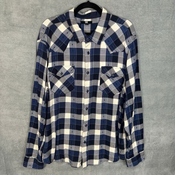 Frye Other - Frye Shirt Mens XXL Blue Plaid Jacquard Flannel Button Front Long Sleeve Western